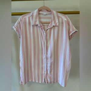 Old navy Women’s light pink and white striped button down blouse large